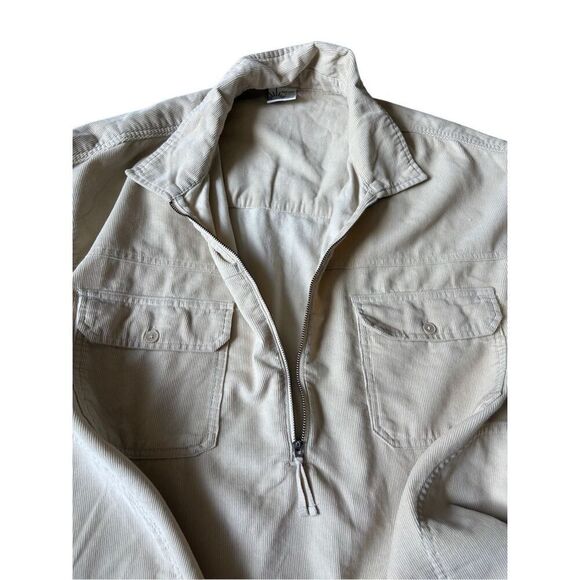 Aerie Corduroy Quarter Zip Jacket Shacket size L Cream - Picture 13 of 15
